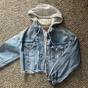 Cropped Jean Jacket with Hood